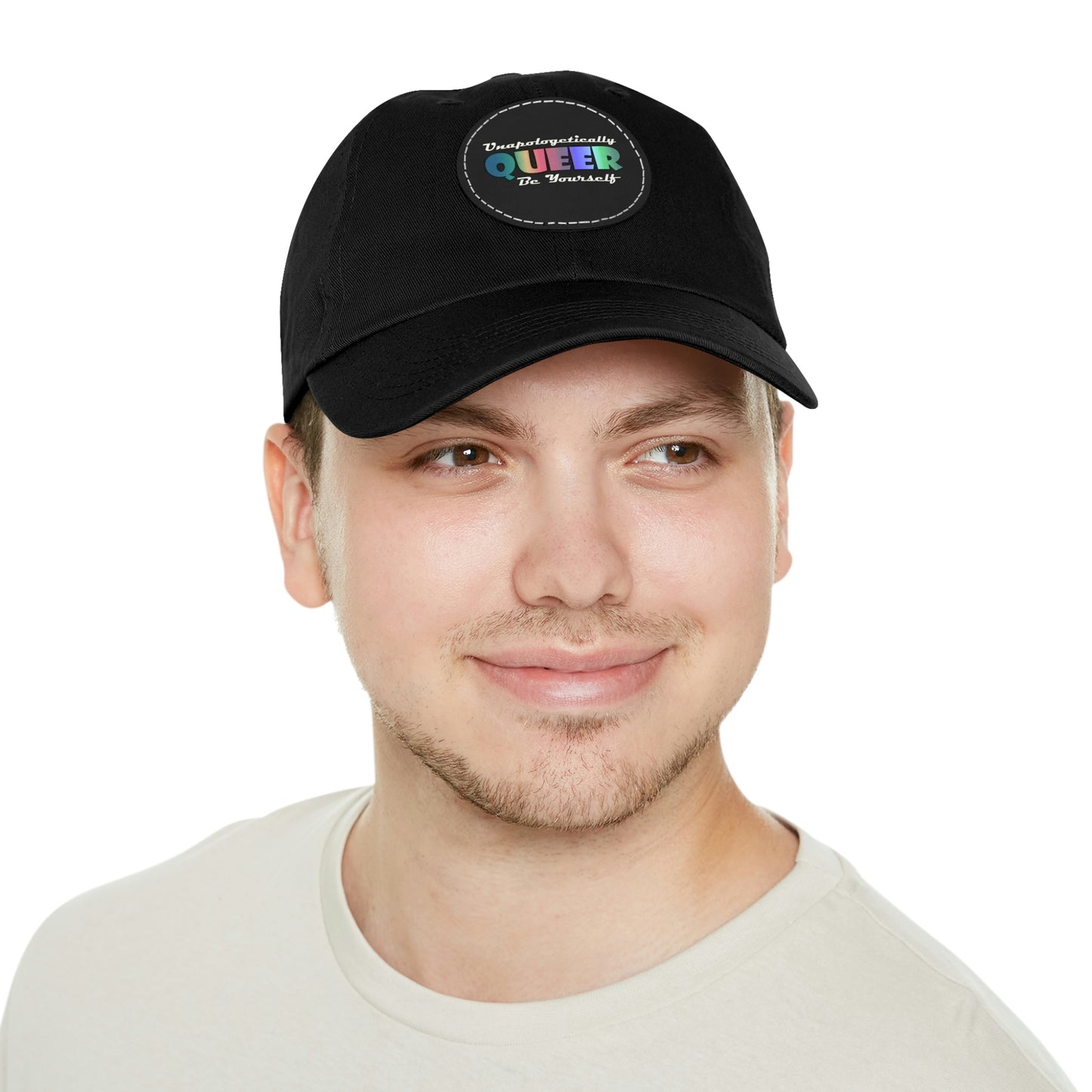 Unapologetically Queer - Be Yourself Hat with Leather Patch (Round)