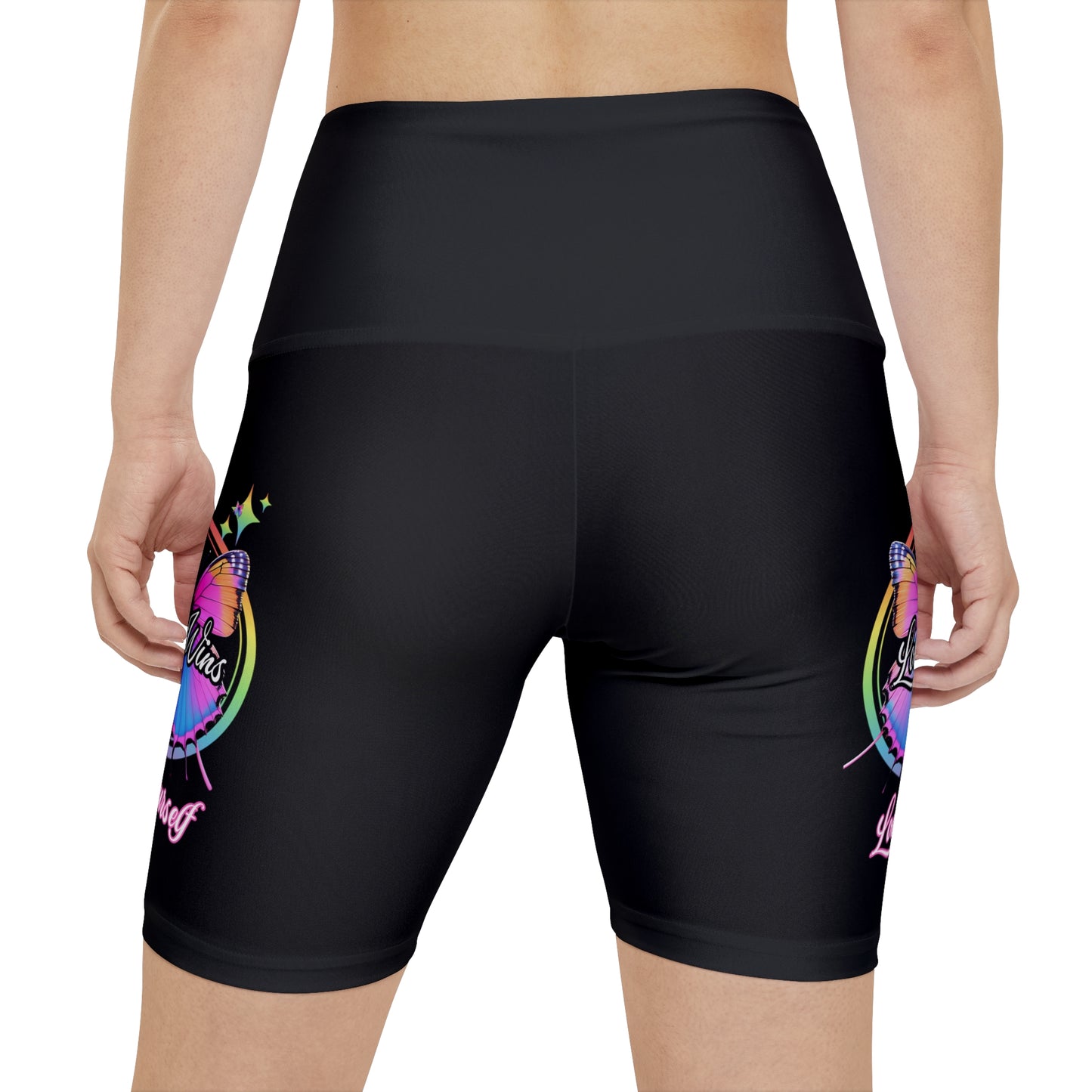 Butterfly Love Yourself High Waist Yoga Shorts (AOP)