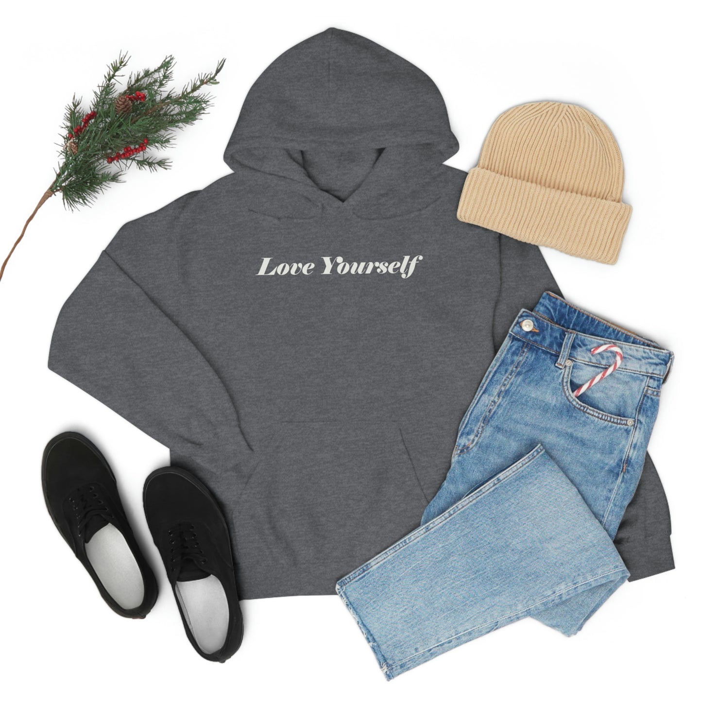 Love Yourself - Dear Human Behind Me - FRONT AND BACK - Unisex Heavy Blend™ Hooded Sweatshirt