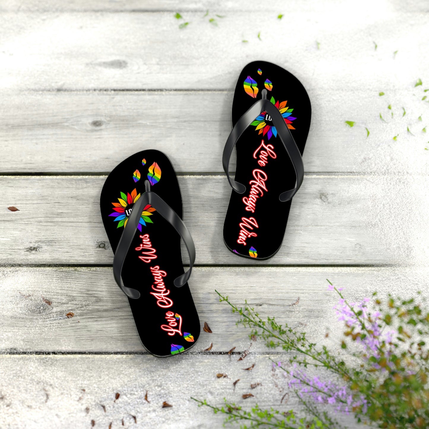 Love Always Wins - Traditional Rainbow - Flip Flops