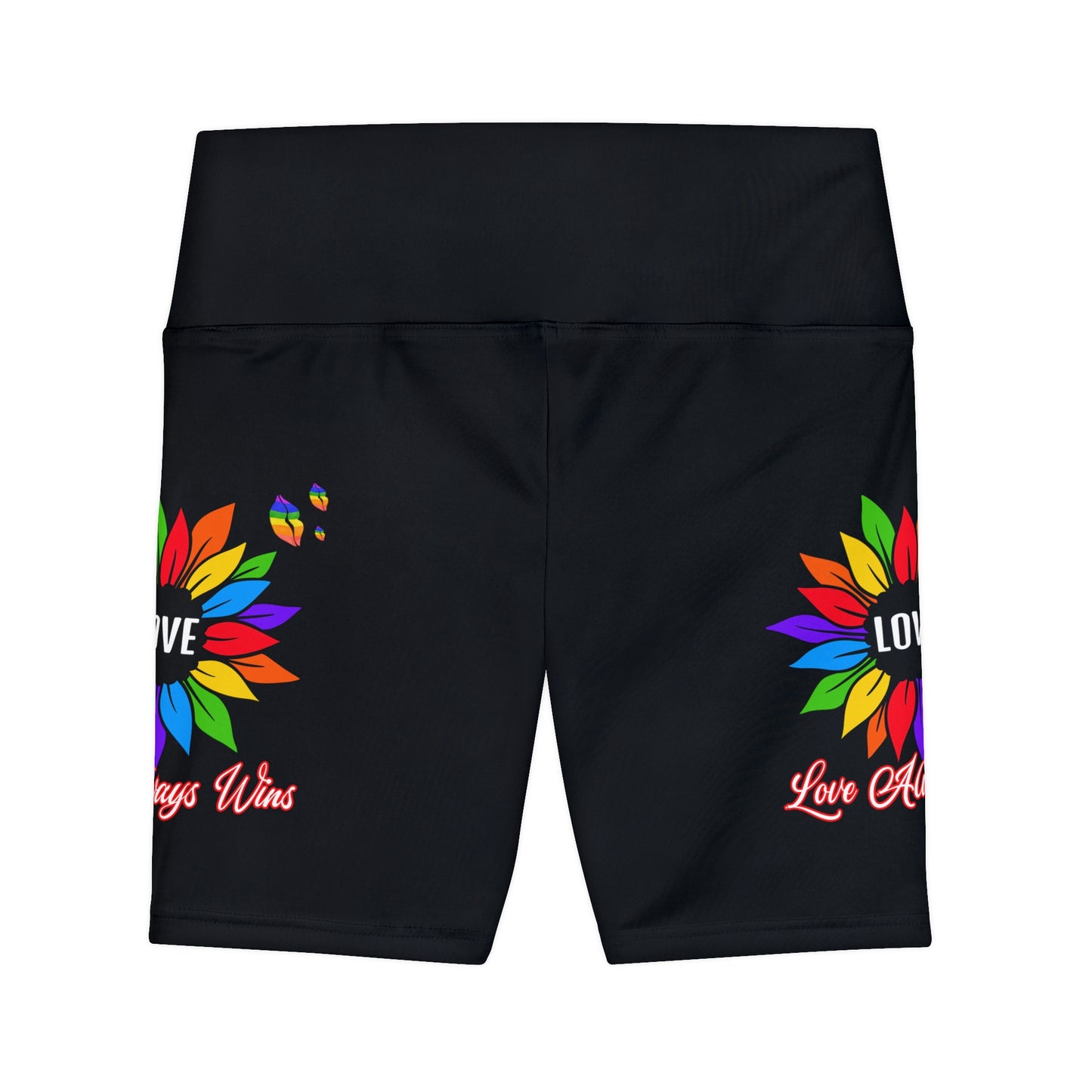 Love Always Wins High Waist Yoga Shorts (AOP)