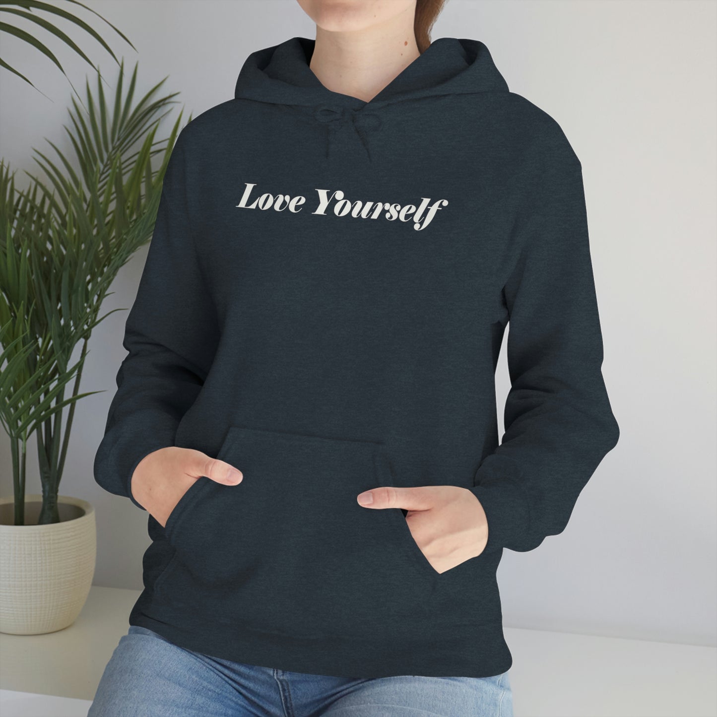 Love Yourself - Dear Human Behind Me - FRONT AND BACK - Unisex Heavy Blend™ Hooded Sweatshirt