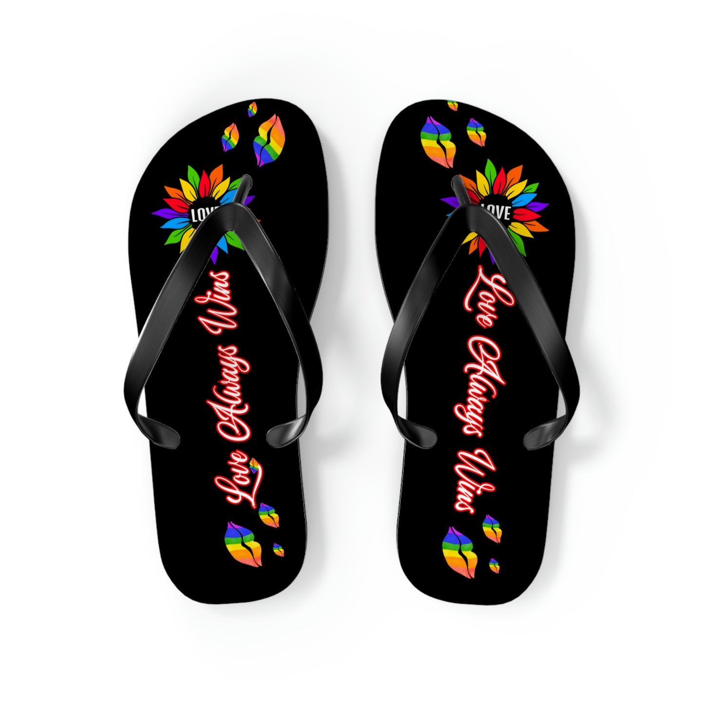 Love Always Wins - Traditional Rainbow - Flip Flops