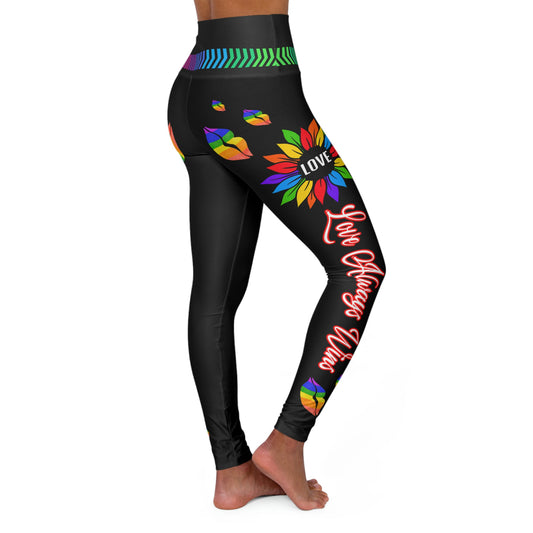 Love Always Wins - Traditional Rainbow - High Waisted Yoga Leggings (AOP)