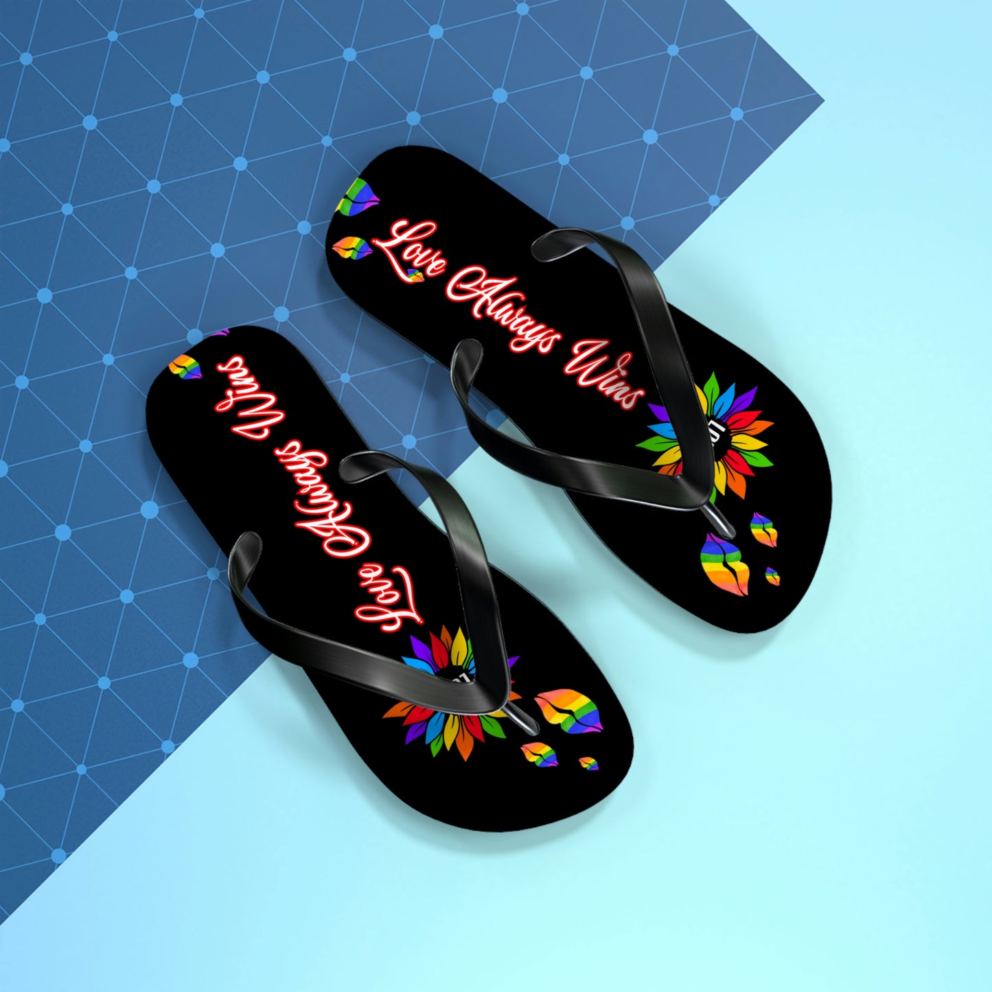 Love Always Wins - Traditional Rainbow - Flip Flops