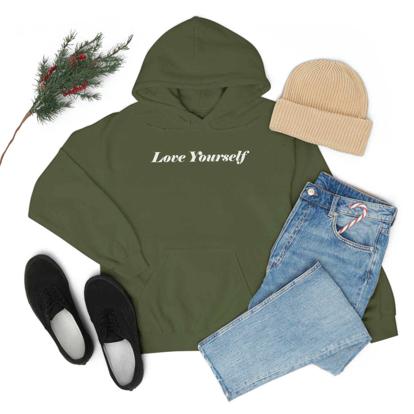 Love Yourself - Dear Human Behind Me - FRONT AND BACK - Unisex Heavy Blend™ Hooded Sweatshirt