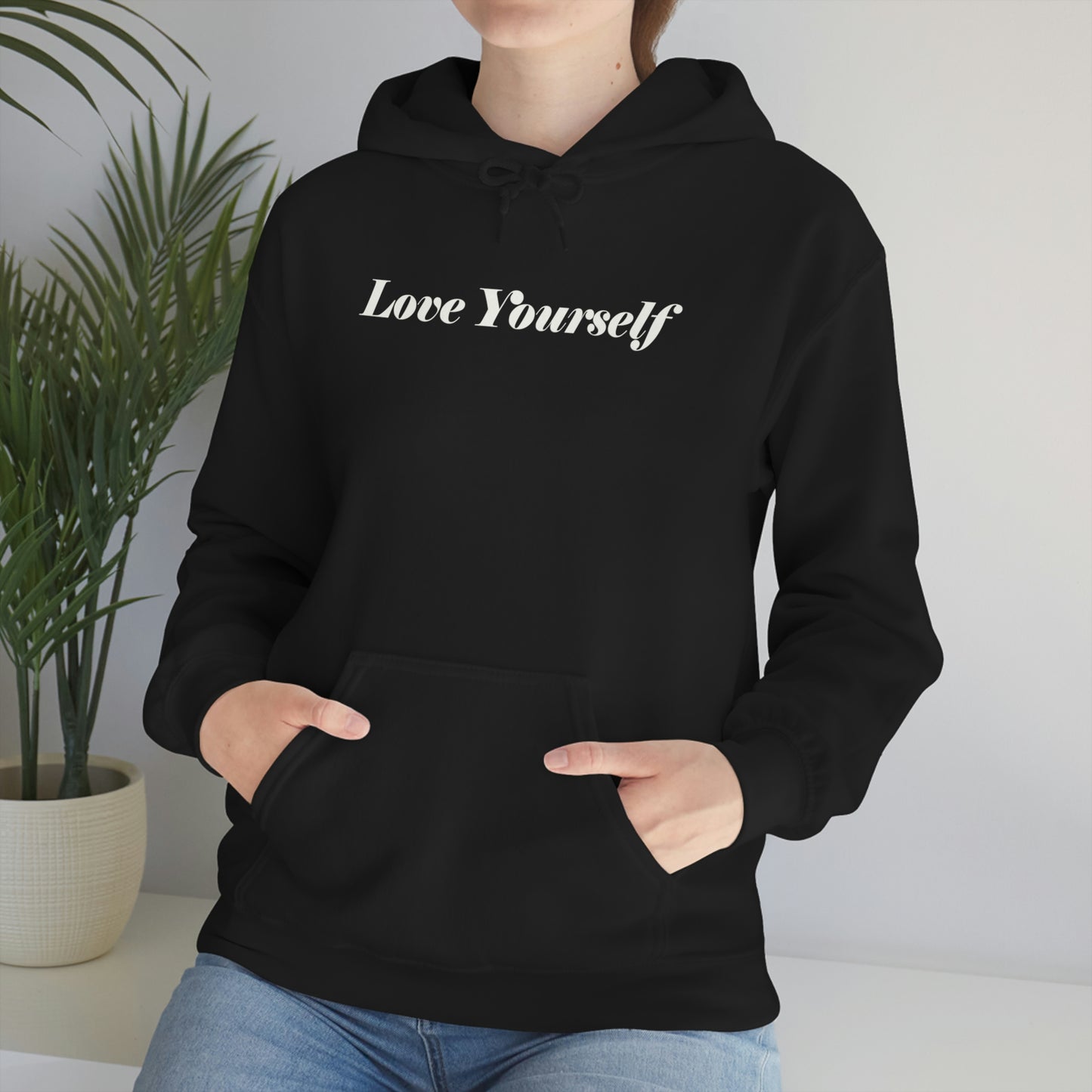 Love Yourself - Dear Human Behind Me - FRONT AND BACK - Unisex Heavy Blend™ Hooded Sweatshirt