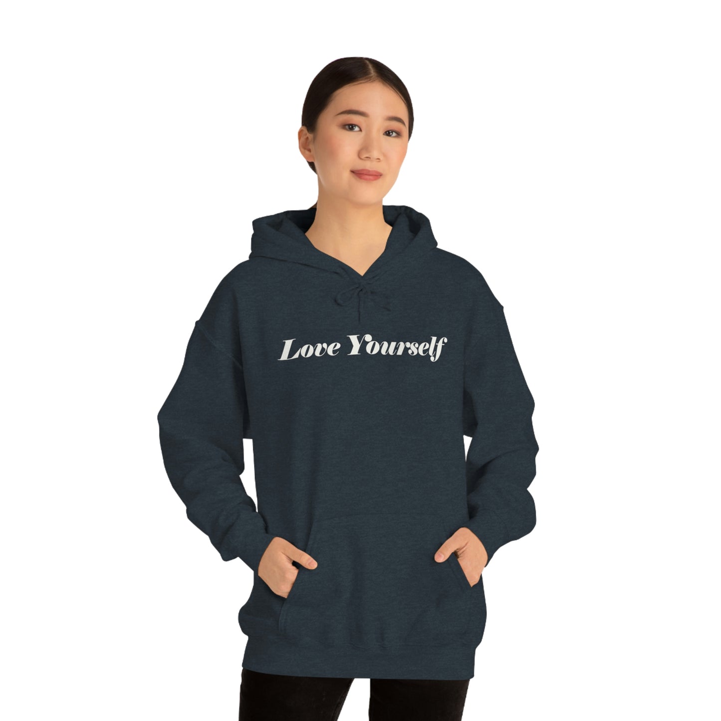 Love Yourself - Dear Human Behind Me - FRONT AND BACK - Unisex Heavy Blend™ Hooded Sweatshirt