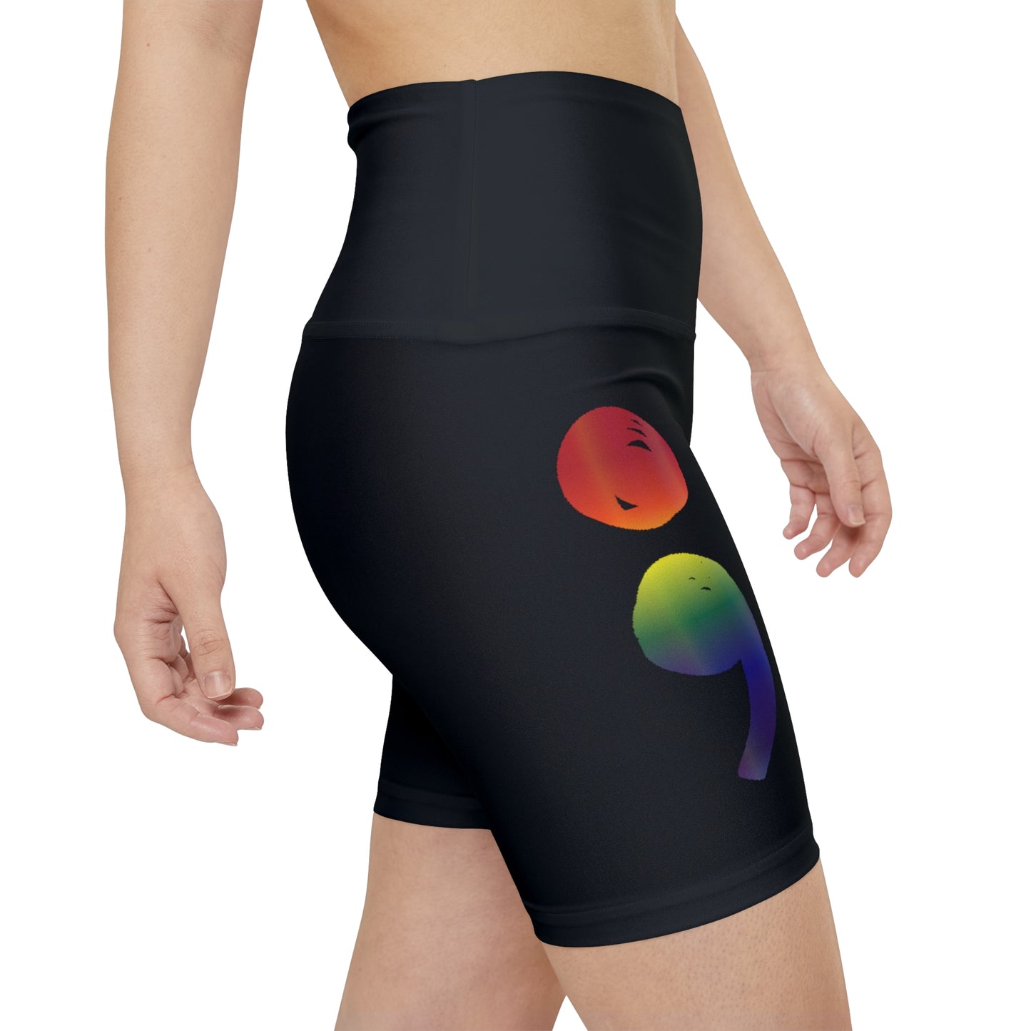 Rainbow Semicolon "Survivor" High Waist Yoga Shorts (AOP)