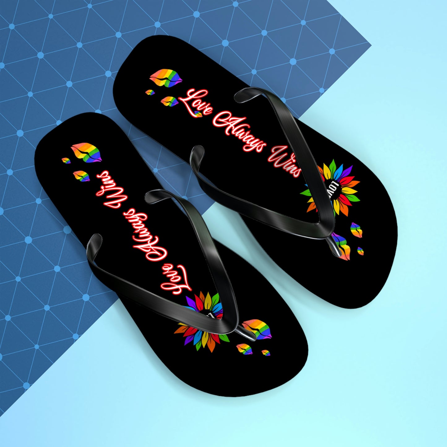 Love Always Wins - Traditional Rainbow - Flip Flops