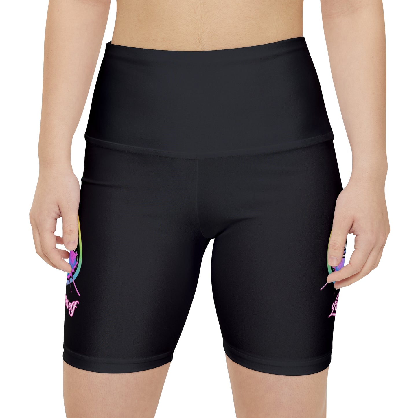 Butterfly Love Yourself High Waist Yoga Shorts (AOP)