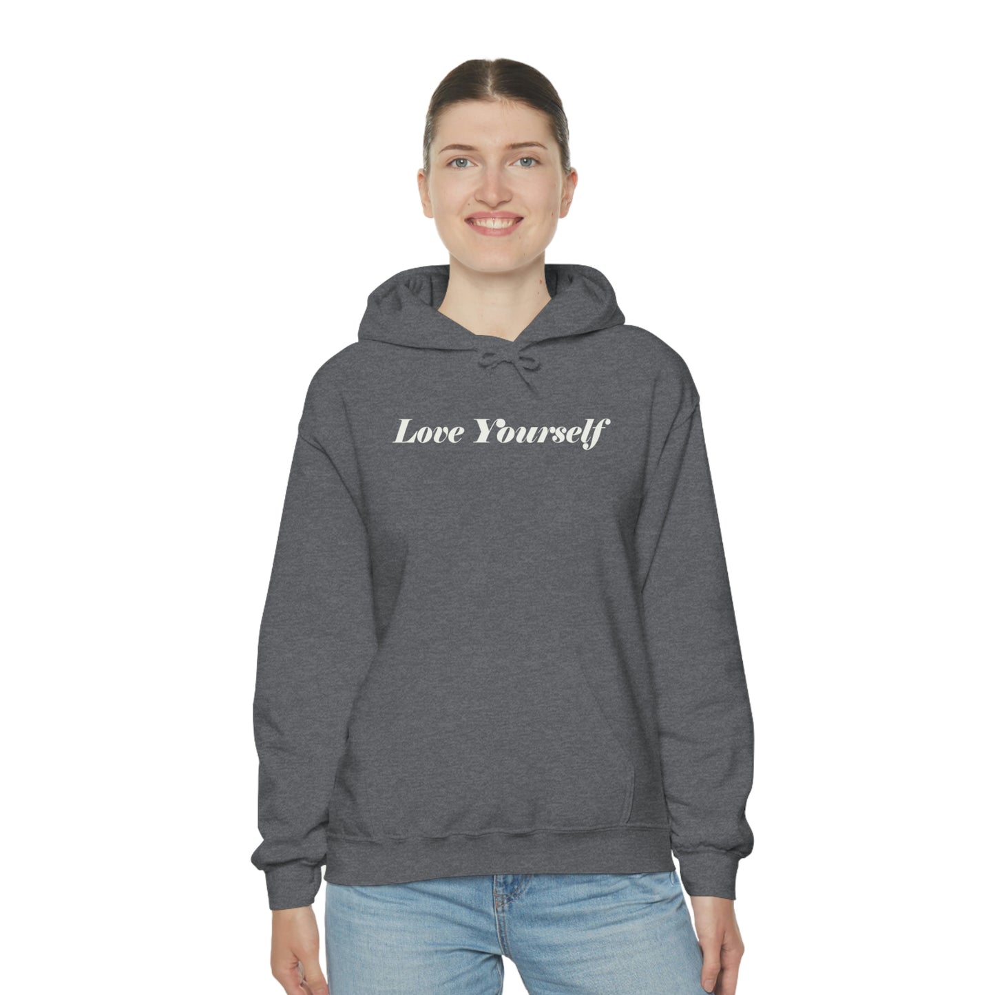 Love Yourself - Dear Human Behind Me - FRONT AND BACK - Unisex Heavy Blend™ Hooded Sweatshirt