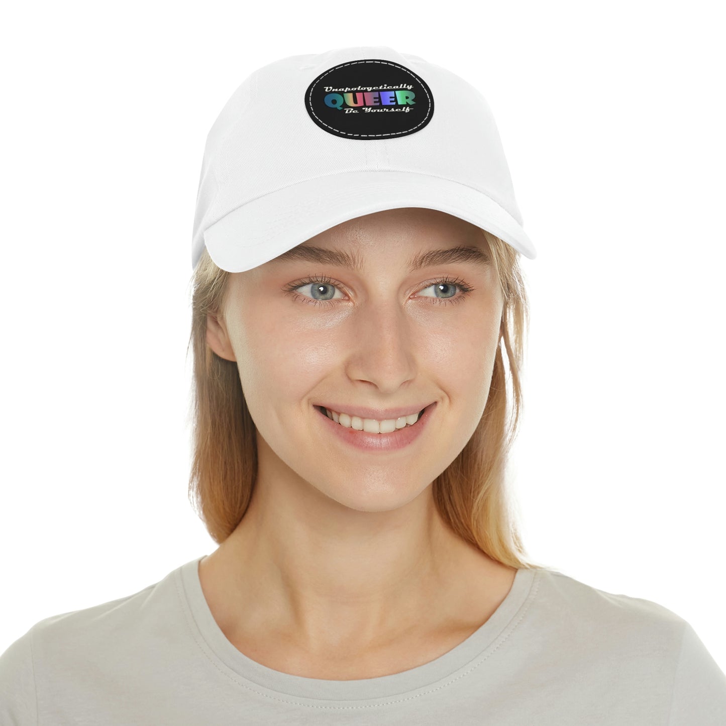 Unapologetically Queer - Be Yourself Hat with Leather Patch (Round)