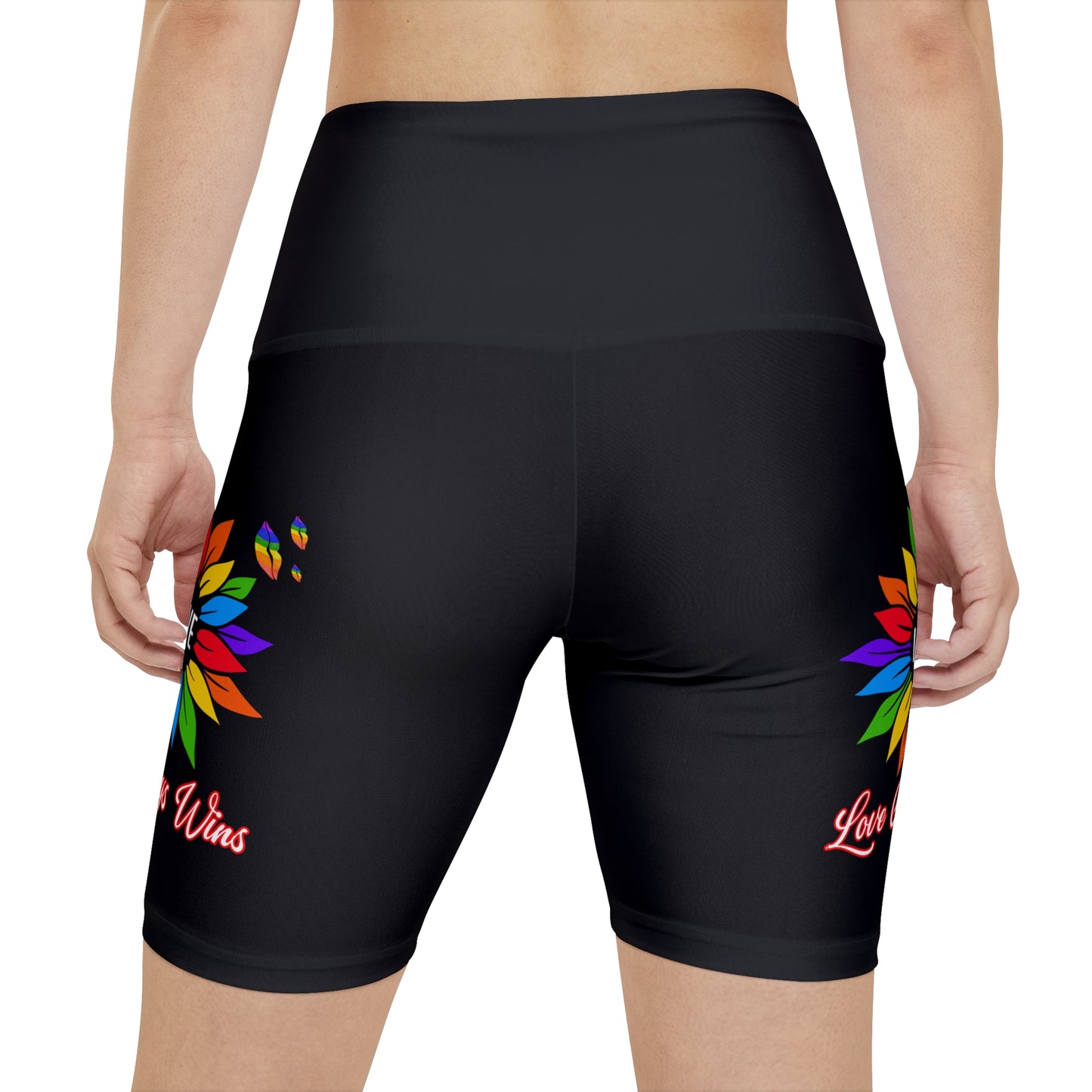 Love Always Wins High Waist Yoga Shorts (AOP)