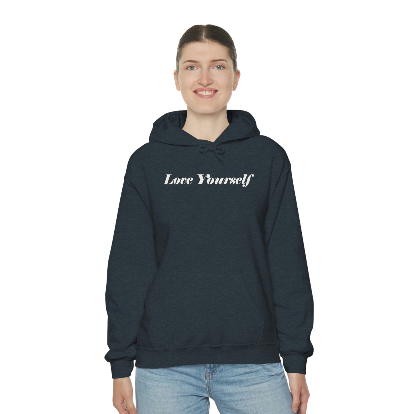 Love Yourself - Dear Human Behind Me - FRONT AND BACK - Unisex Heavy Blend™ Hooded Sweatshirt