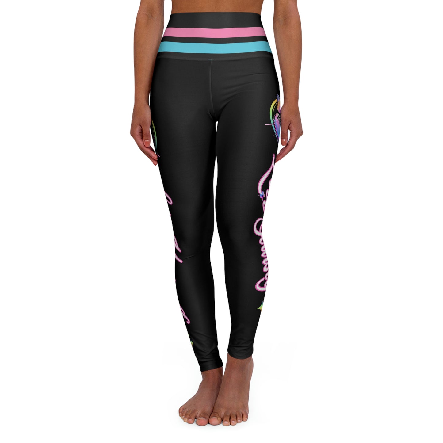 Love Yourself with Butterflies - Trans Flag Colors - High Waisted Yoga Leggings (AOP)