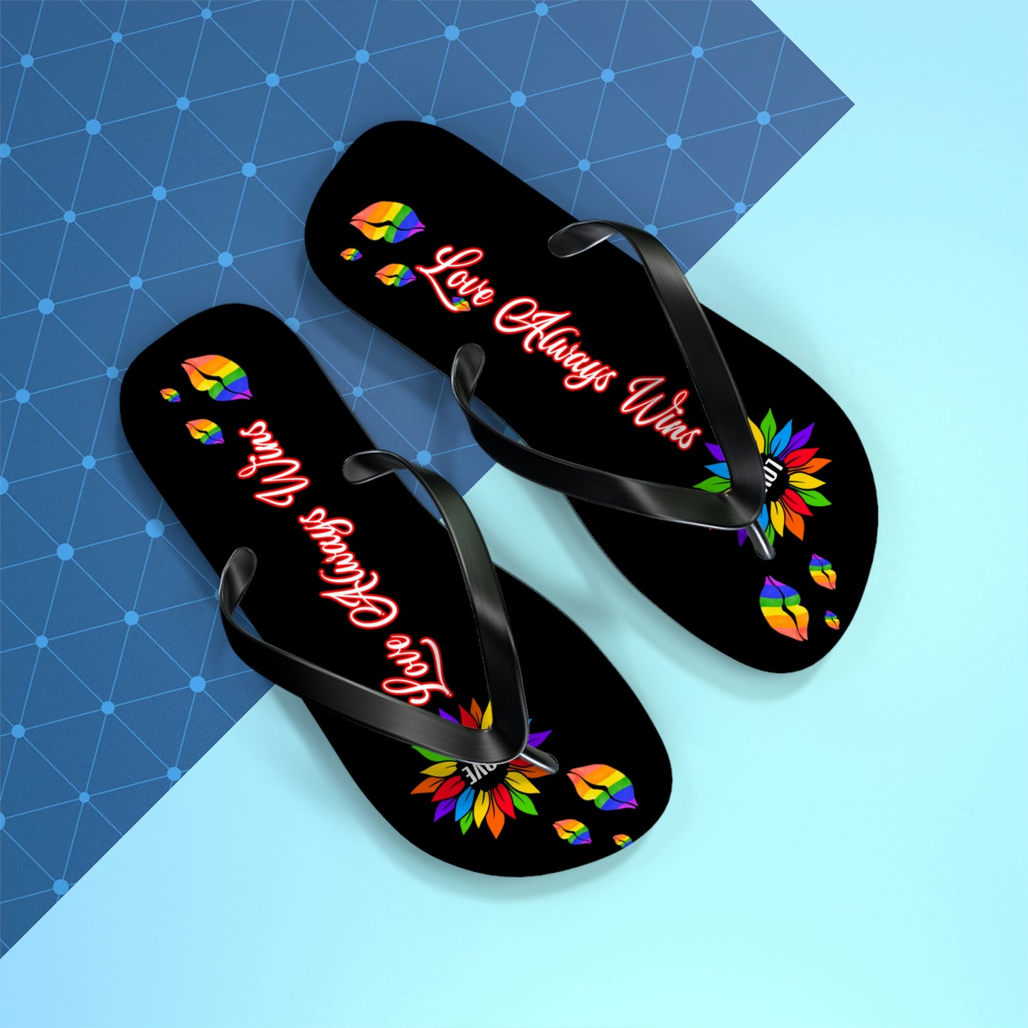 Love Always Wins - Traditional Rainbow - Flip Flops