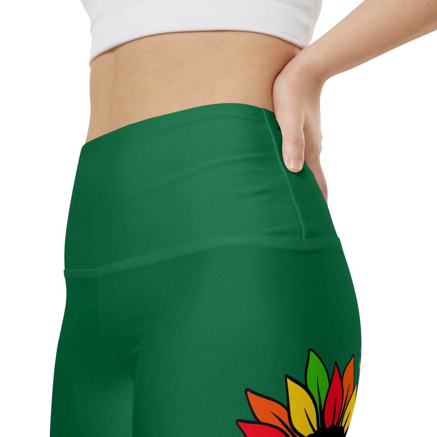 Love Always Wins High Waist Yoga Shorts (AOP) - Green